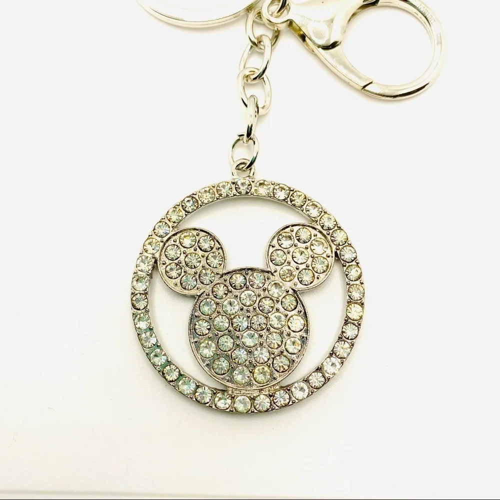 Mickey Mouse Purse Charm Key Chain Crystals set in Silver tone. BRAND NEW